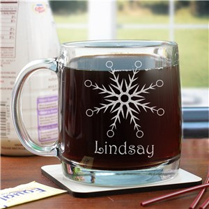 Engraved Snowflake Glass Mug G279880