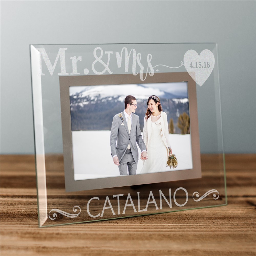 Engraved Mr and Mrs Glass Frame GiftsForYouNow