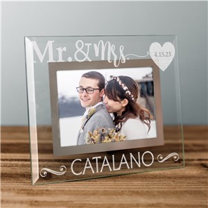Engraved Mr and Mrs Glass Frame | Personalized Wedding Frames