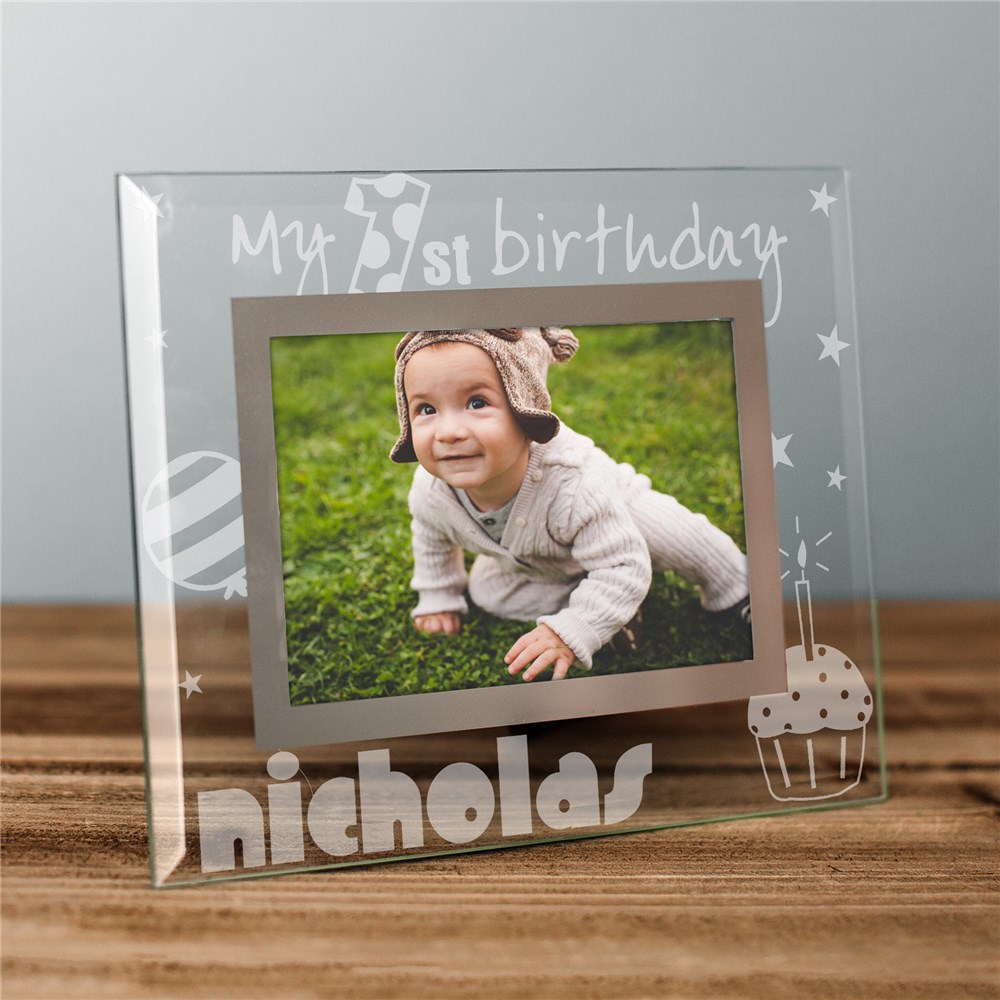 Engraved First Birthday Glass Picture Frame | Personalized Picture Frames