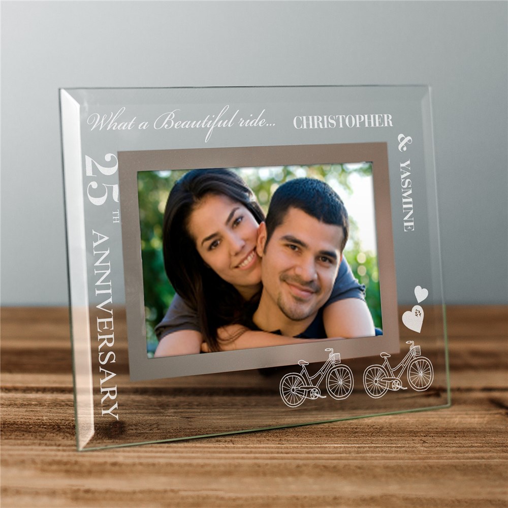 Customized Glass Picture Frames | Glass Anniversary Frame For Bike Riders