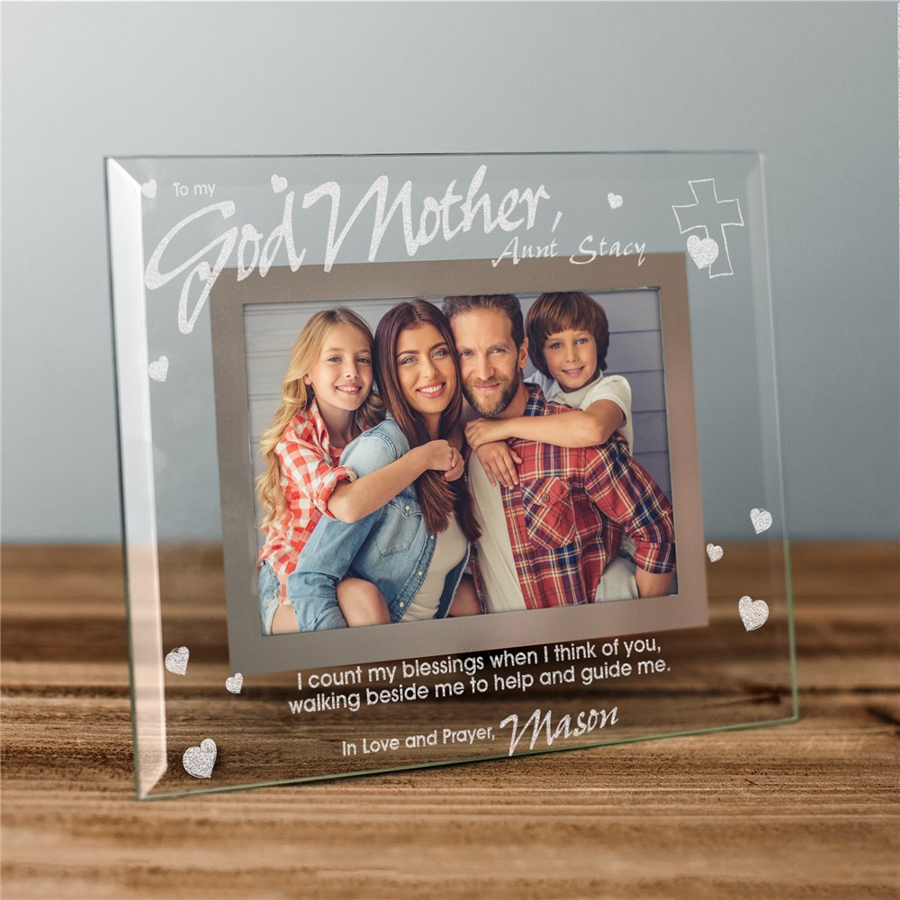 Godparent Glass Personalized Picture Frame | Personalized Baptism Frames