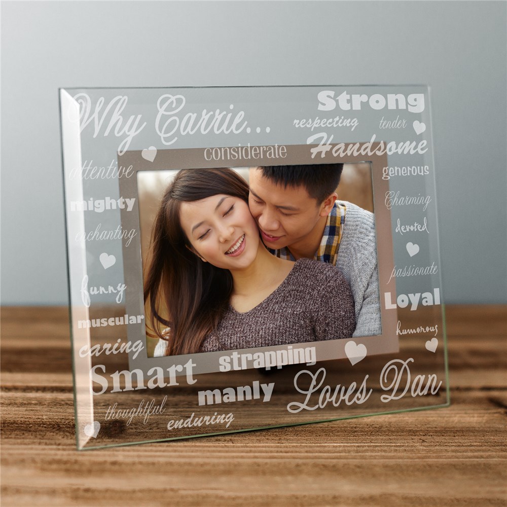 Engraved Why I Love You Glass Picture Frame GiftsForYouNow