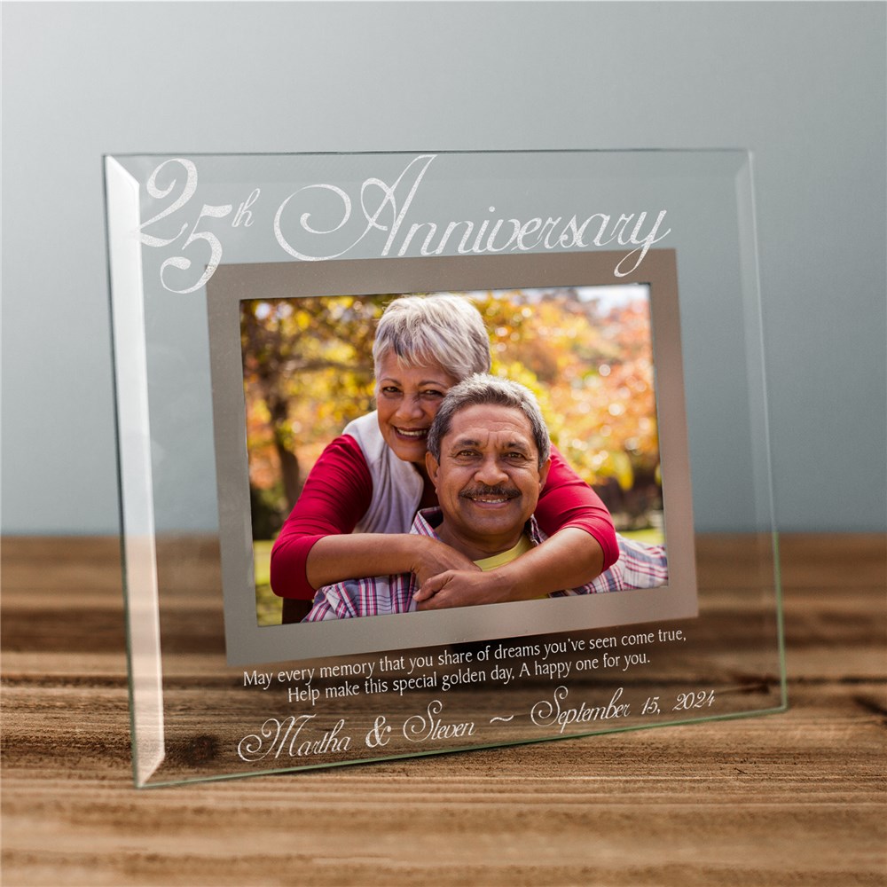 25th Anniversary Glass Picture Frame | Personalized Picture Frames