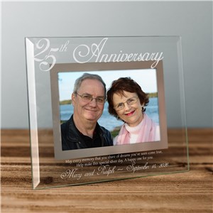 25th Anniversary Glass Picture Frame | Personalized Picture Frames