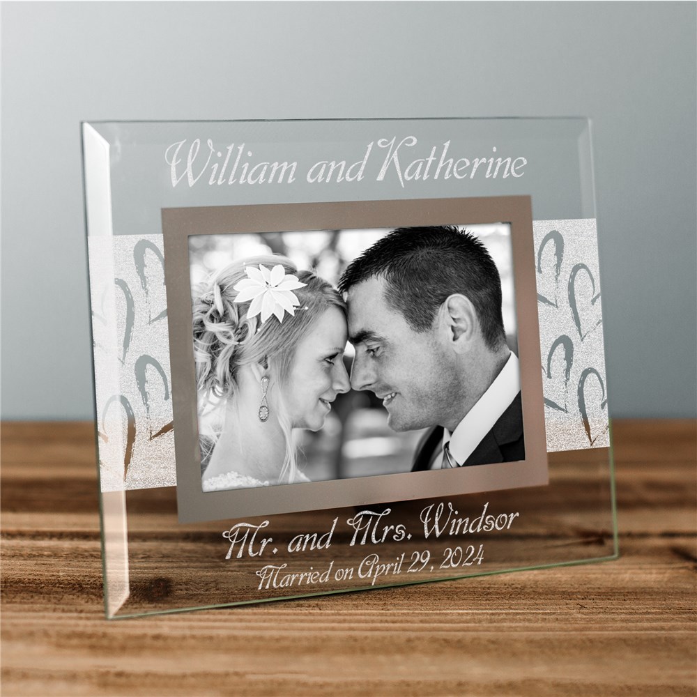 Mr. and Mrs. Wedding Glass Picture Frame GiftsForYouNow