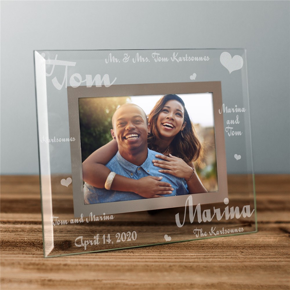 Personalized Mr. and Mrs. Wedding Glass Picture Frame GiftsForYouNow