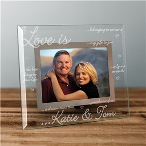 Engraved Love is...Glass Picture Frame | Personalized Valentines Frames