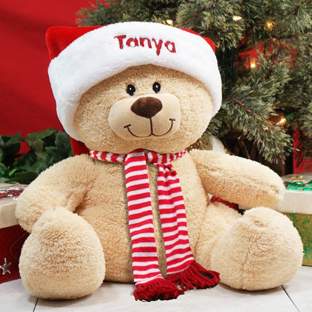 Christmas Teddy Bear Gift Set With Matching Santa Hat