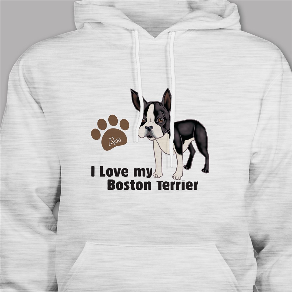 Personalized I Love My Boston Terrier Hooded Sweatshirt H57070BTX