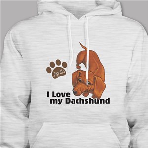 Personalized I Love My Dachshund Hooded Sweatshirt