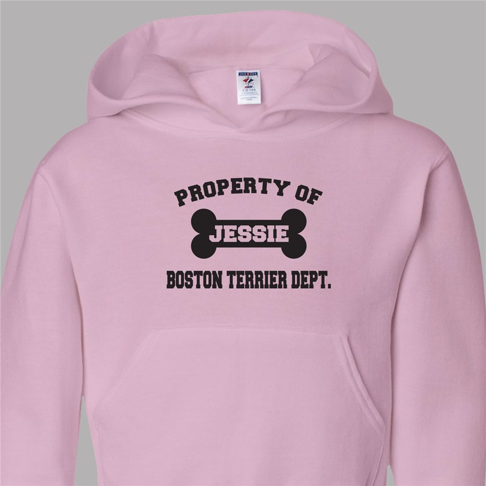 Personalized Property Of Dog Breed Youth Hooded Sweatshirt