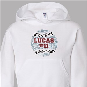 Personalized Baseball Word-Art Hooded Sweatshirt