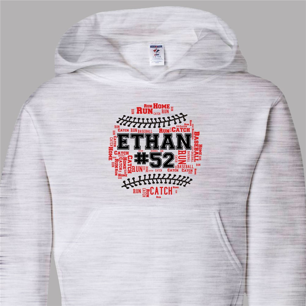 Personalized Baseball Word-Art Hooded Sweatshirt