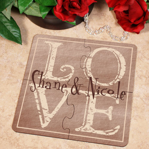 It's All About Love Personalized Coaster Puzzle | Romantic Home