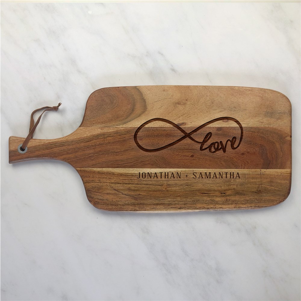 Engraved Love Infinity Acacia Paddle Cutting Board L10038393X