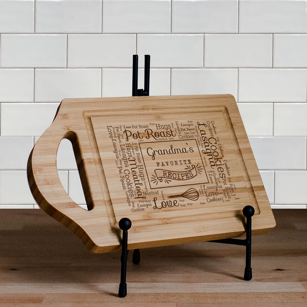 Engraved Favorite Recipes Word-Art Cutting Board | Personalized Gifts for Grandma
