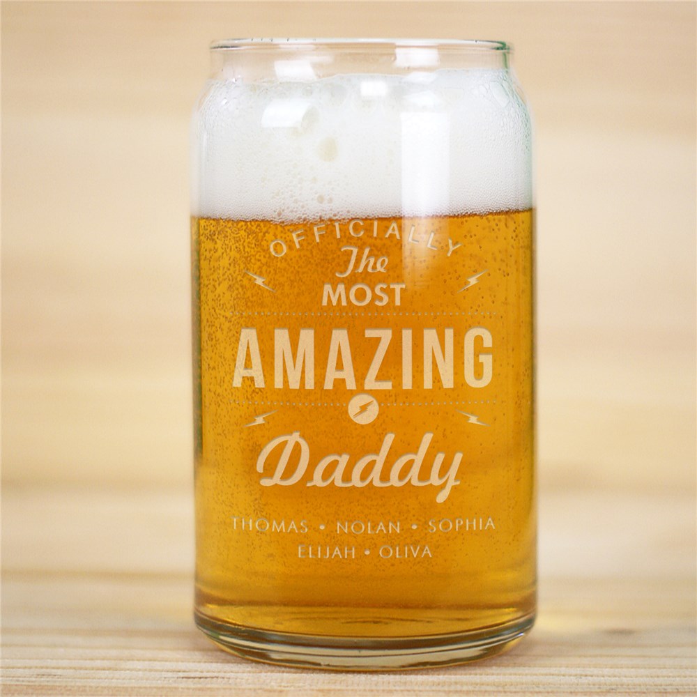 Engraved The Most Amazing Daddy Beer Can Glass | Father's Day Beer Glass