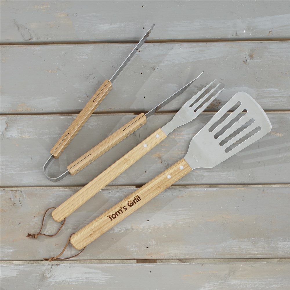 Engraved Wood Grilling Tool Set | BBQ Gift