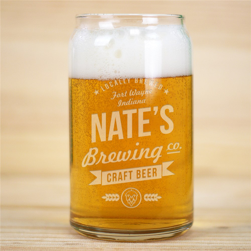 Engraved Craft Beer Brewing Co. Beer Can Glass GiftsForYouNow