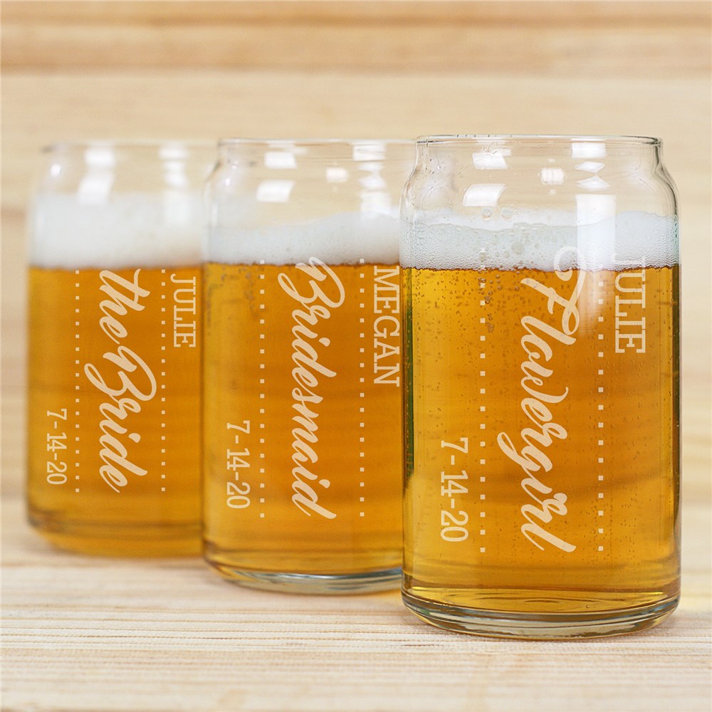 Personalized Bridal Party Beer Can Glass GiftsForYouNow