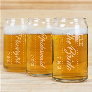 Personalized Bridal Party Beer Can Glass | Personalized Wedding Favors