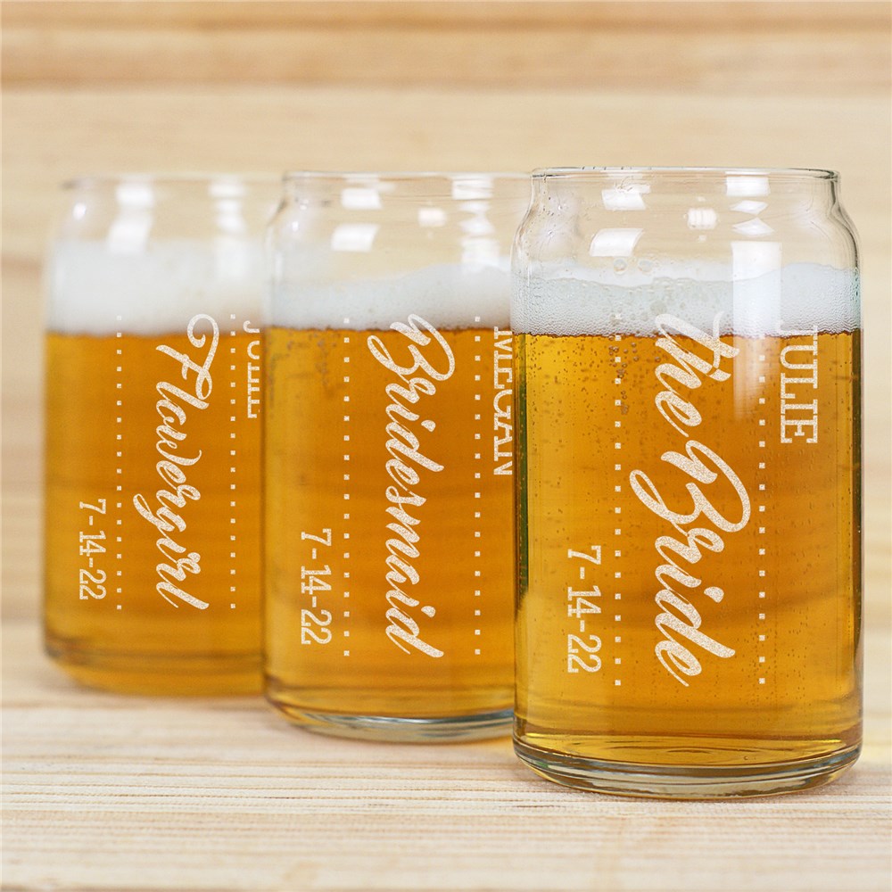 Personalized Bridal Party Beer Can Glass | Personalized Wedding Favors