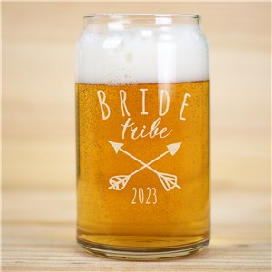 Engraved Bride Tribe Beer Can Glass | Personalized Bridesmaid Cup