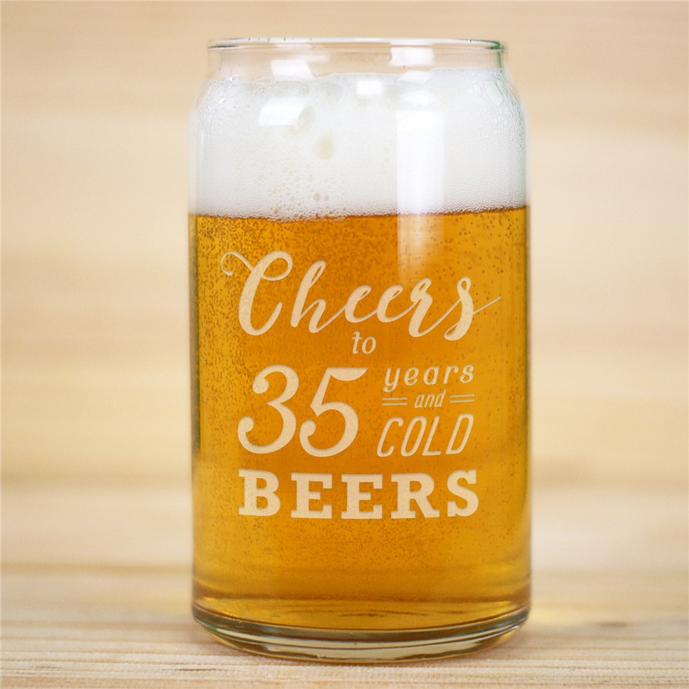 Engraved Cheers to Birthday Beer Can Glass L10502118