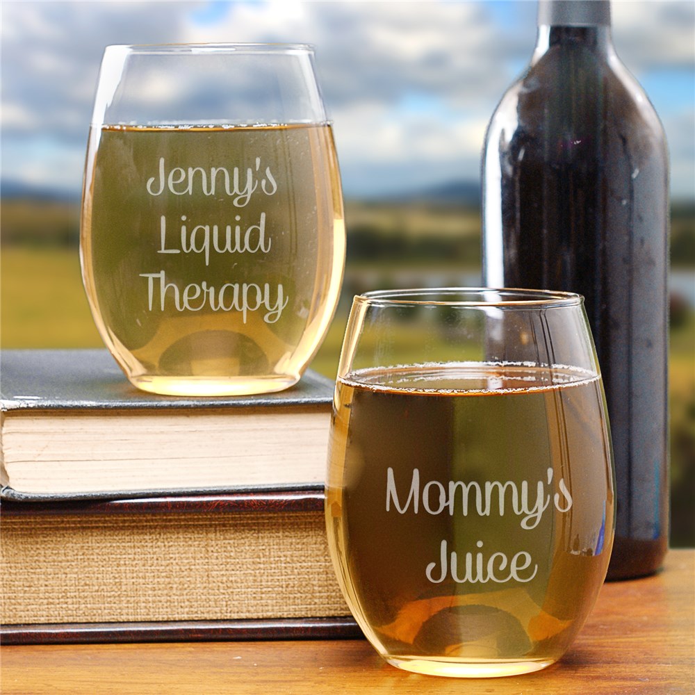 Engraved Any Message Stemless Wine Glass L1055095