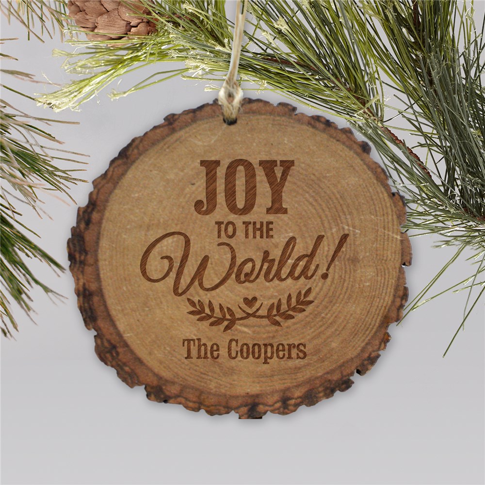 Personalized Joy to the World Rustic Wood Ornament | Personalized Christmas Ornaments