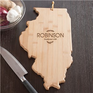 Personalized Family Name Illinois State Cutting Board | Personalized Cutting Boards