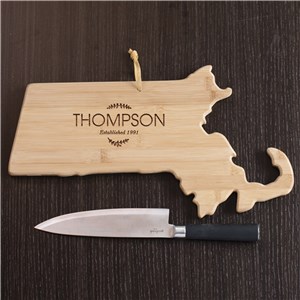 Personalized Family Name Massachusetts State Cutting Board | Personalized Cutting Board