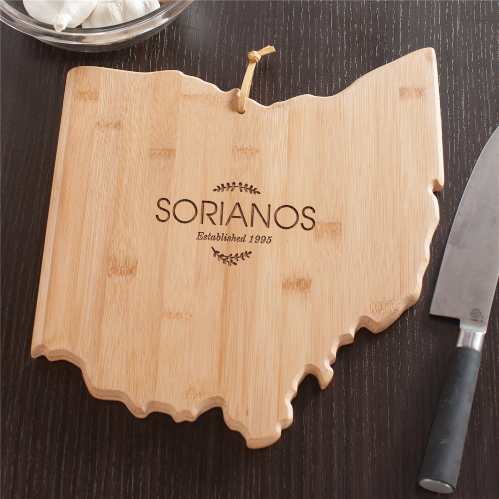 Personalized Family Name Ohio State Cutting Board | Personalized Cutting Board