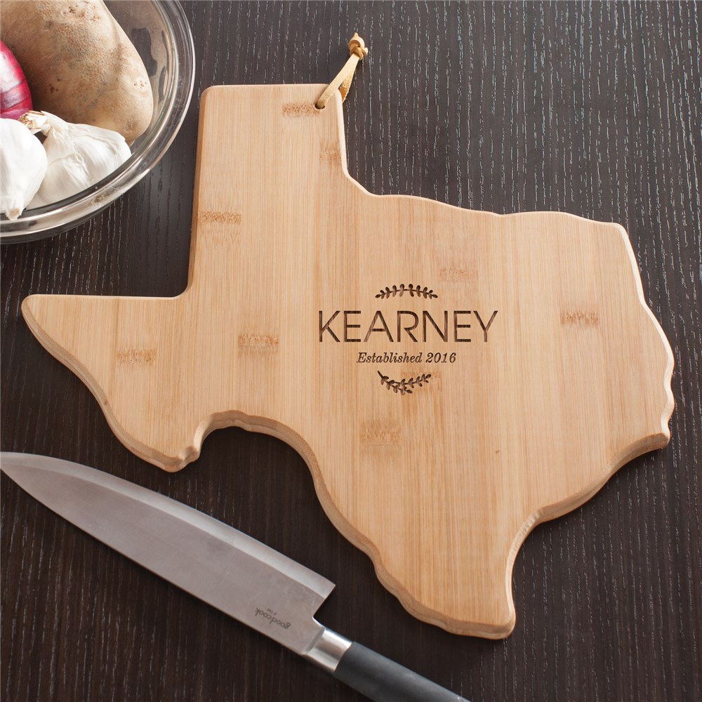 Personalized Family Name Texas State Cutting Board | Personalized Cutting Board