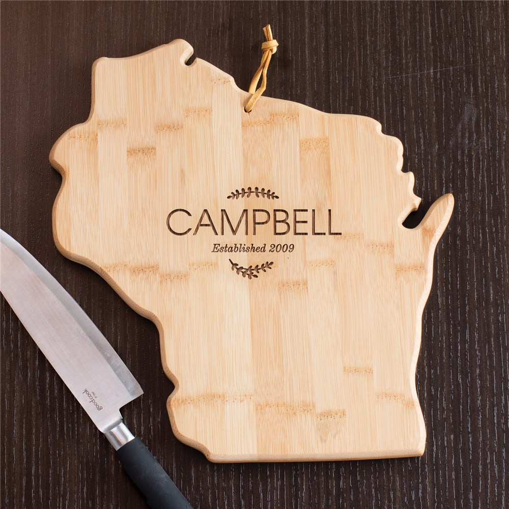 Personalized Family Name Wisconsin State Cutting Board | Personalized Cutting Board
