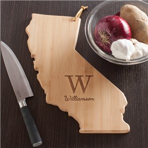 Personalized Family Initial California State Cutting Board | Personalized Cutting Board