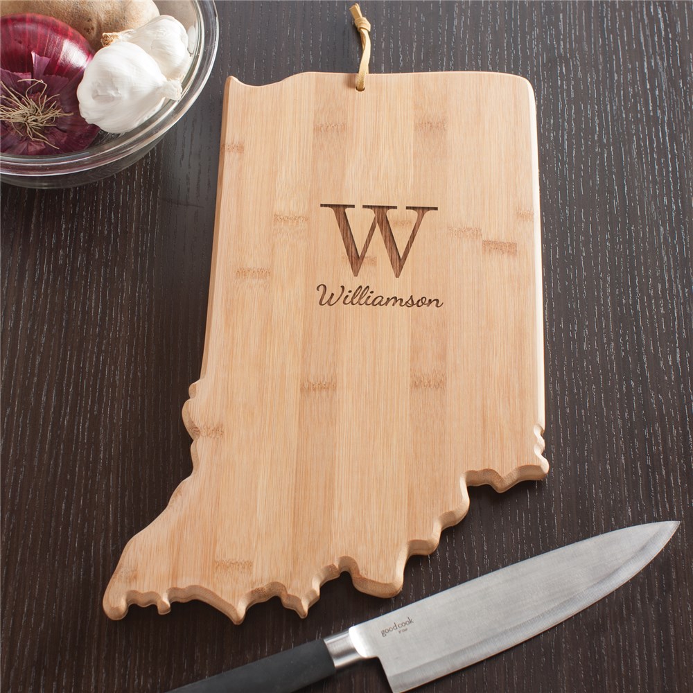 Personalized Family Initial Indiana State Cutting Board | Personalized Cutting Board