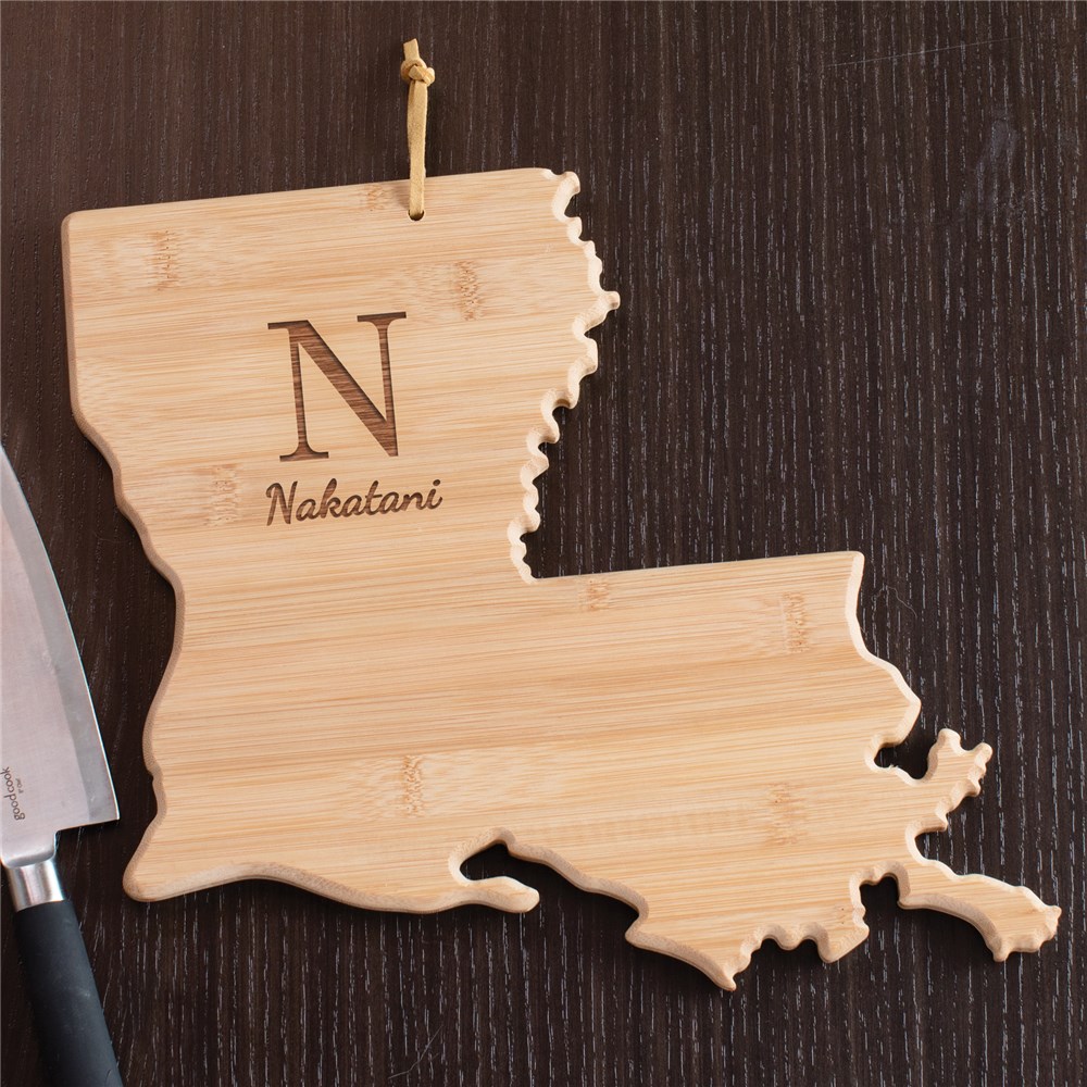 Personalized Family Intiial Louisiana State Cutting Board | Personalized Cutting Boards