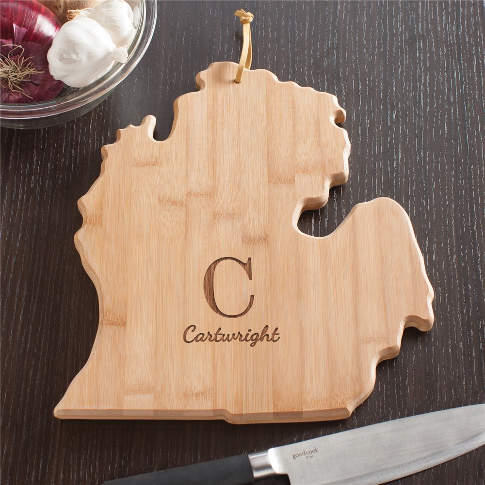 Personalized Family Initial Michigan State Cutting Board | Personalized Cutting Board