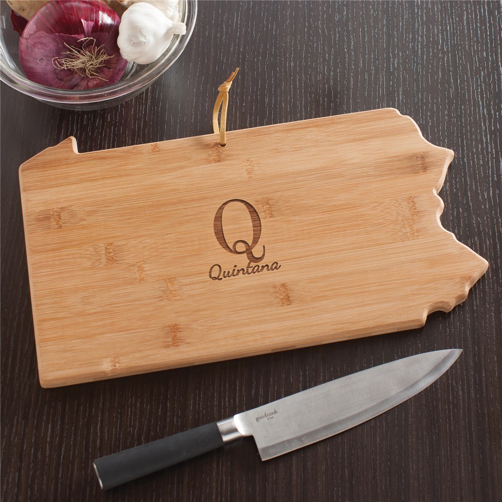 Personalized Family Initial Pennsylvania State Cutting Board | Personalized Cutting Board