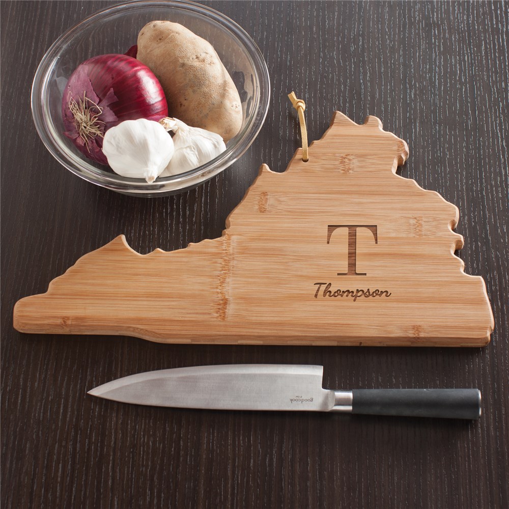 Personalized Family Initial Virginia State Cutting Board | Personalized Cutting Board