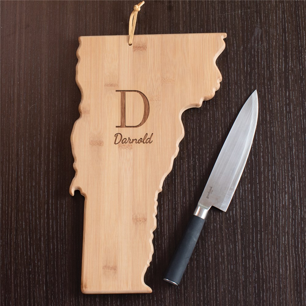 Personalized Family Initial Vermont State Cutting Board | Personalized Cutting Boards