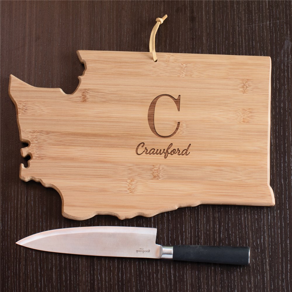 Personalized Family Initial Washington State Cutting Board | Personalized Cutting Boards
