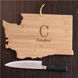 Personalized Family Initial Washington State Cutting Board | Personalized Cutting Boards