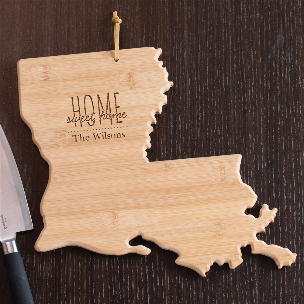 Personalized Home Sweet Home Louisiana State Cutting Board | Personalized Cutting Boards