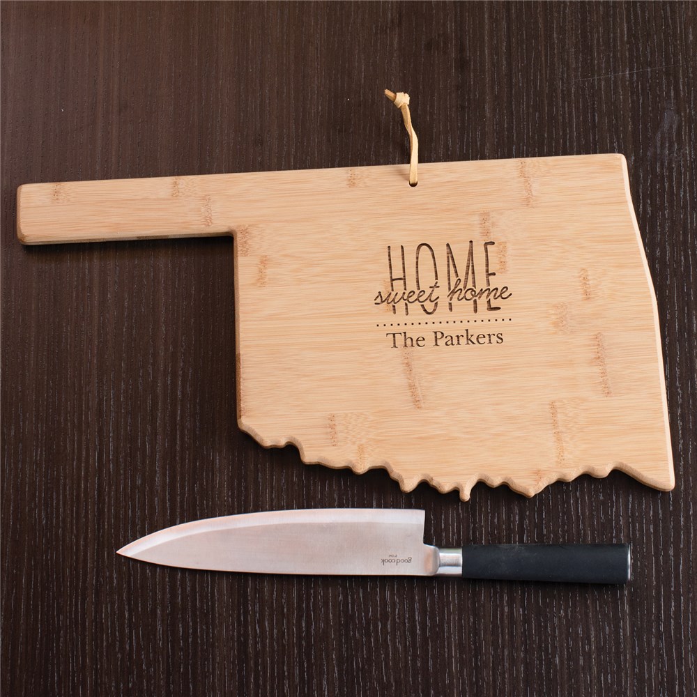 Personalized Home Sweet Home Oklahoma State Cutting Board | Personalized Cutting Board
