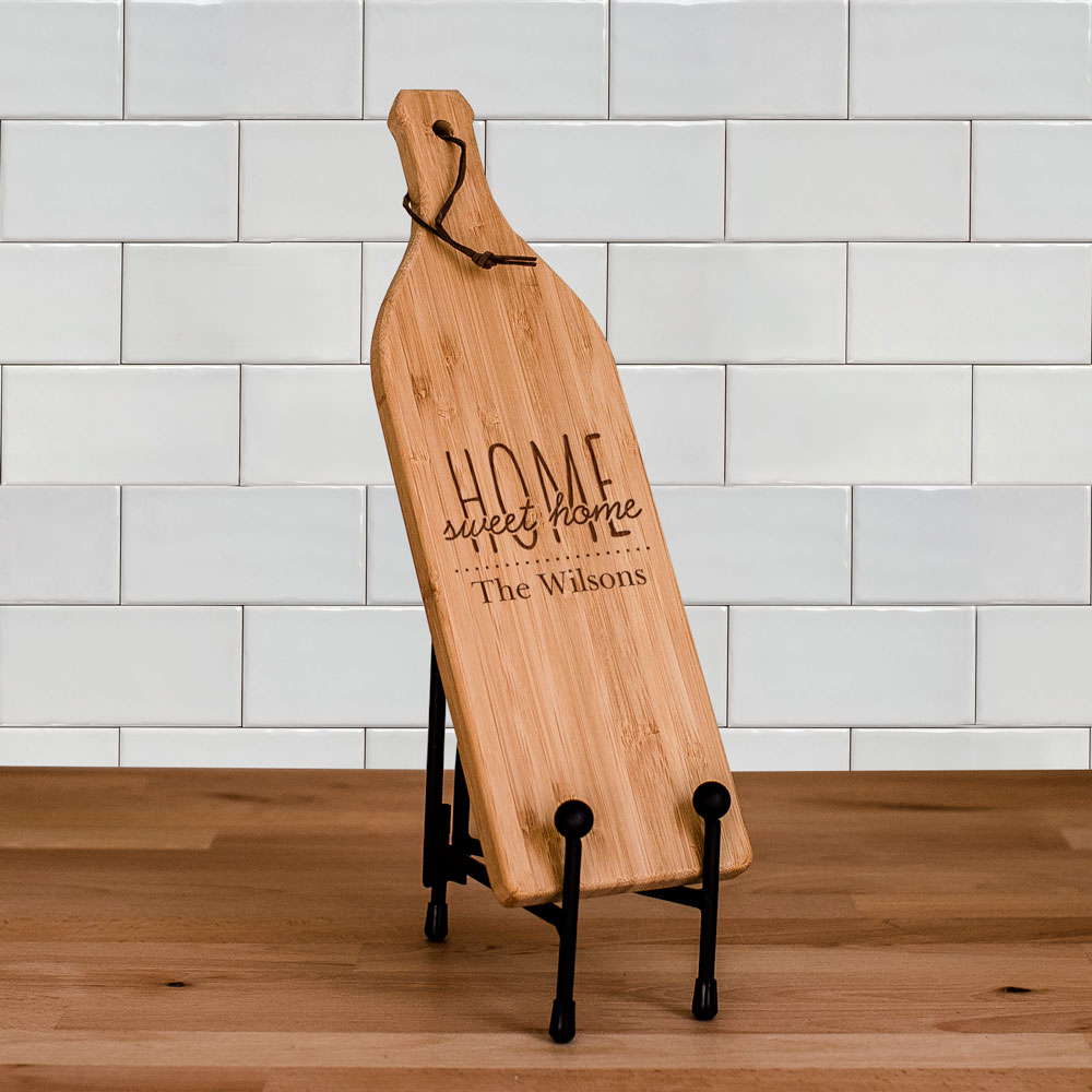 Home Sweet Home Wine Bottle Cutting Board | Engraved Cutting Board
