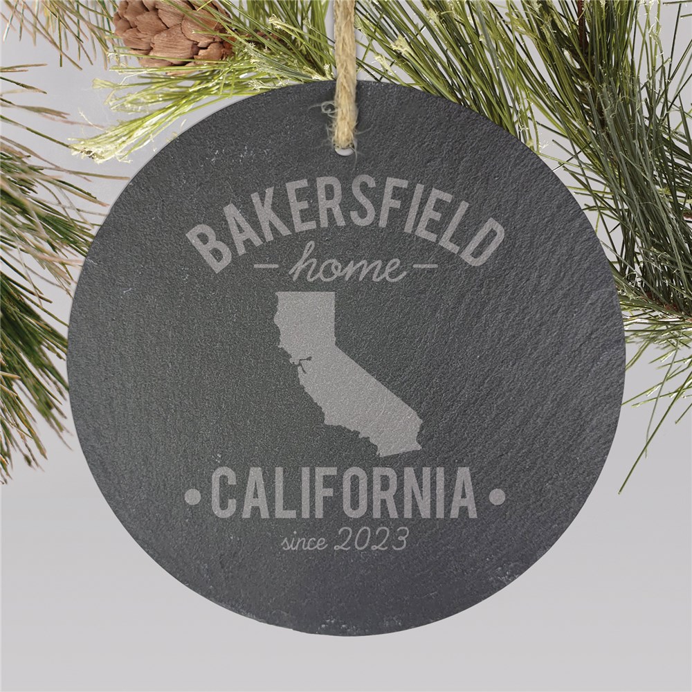 Engraved Christmas Ornament With Home State