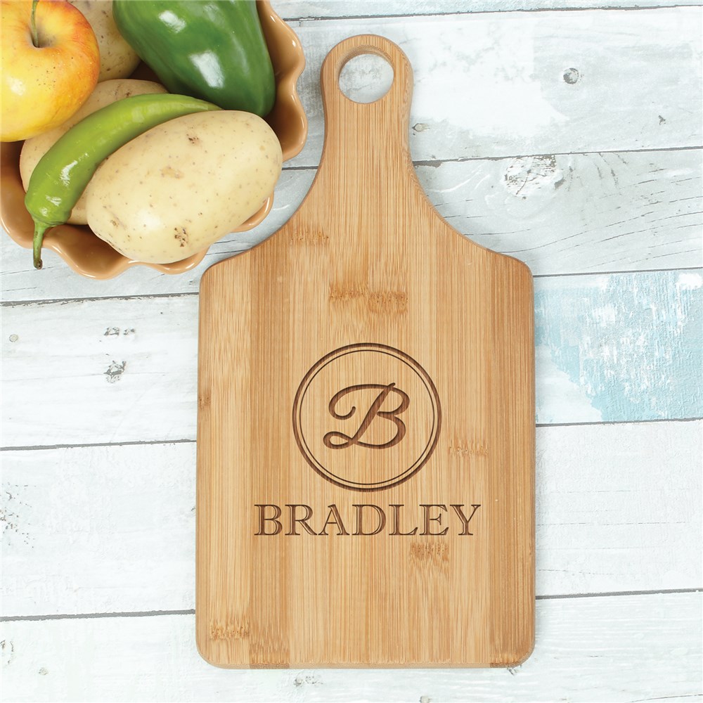 Engraved Initial Paddle Cutting Board | Personalized Cutting Boards